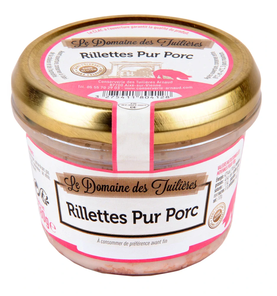 Tuiliéres Rillettes pur Porc 180 g. (Bravčové výpečky)