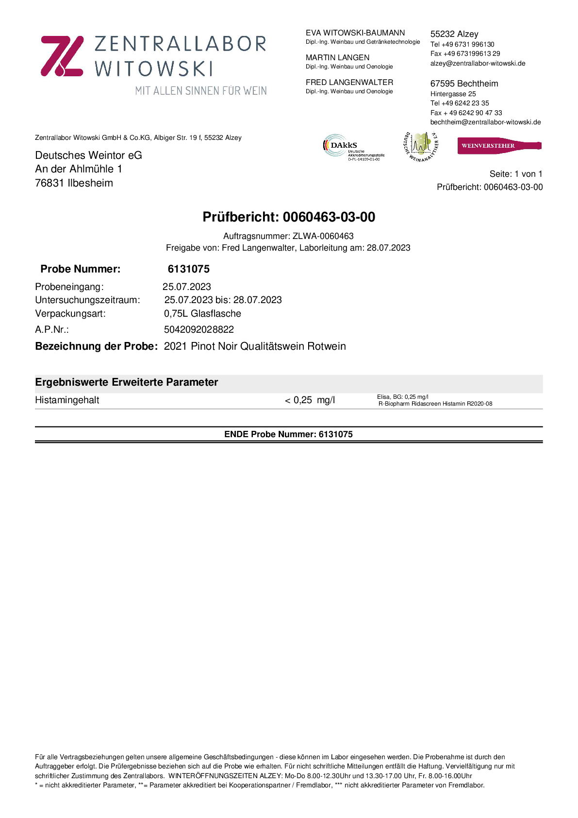 Pfalz Weintor Pinot Noir Dry