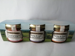 Tuiliéres lot Terrines 3 x 90 g. (Sedliacka terina + terina z králika so sušenými slivkami + kačacia terina s Armaňakom)